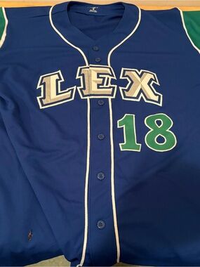 Lexington Legends Blue Green Minors Game Worn Rawlings Jersey Size 48
